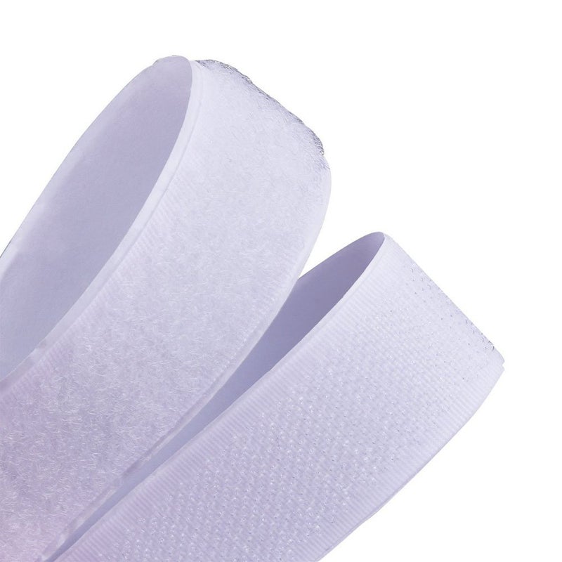 LLPT Sew On Hook and Loop Tape Industrial Strength Nylon Fabric 1 Inch x 33 Feet Each Roll No Adhesive Hook Loop Strip for Sewing on DIY Cloth Shoe Curtain Bag Sport Gears Color White (NHTW33) - Image 2